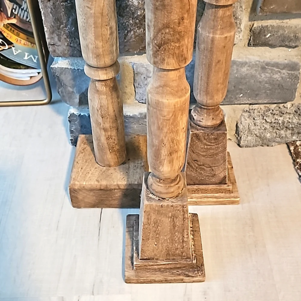 Rustic Wooden Pedestal Columns - Brown Home Accent